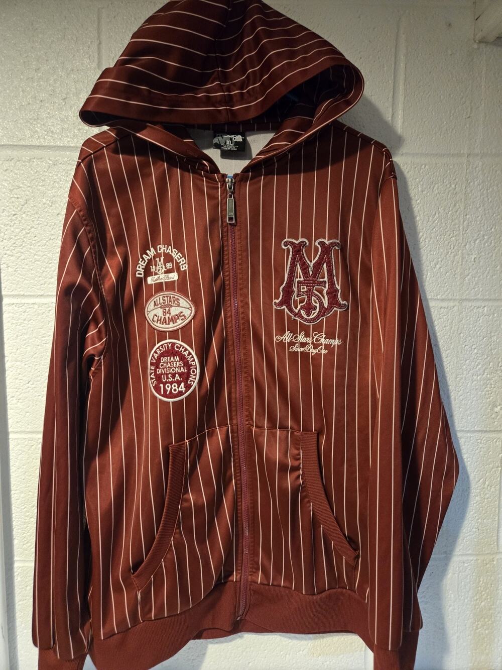 Mecca Full Zip Red Pinstripe Track Jacket Used Good Condition XL